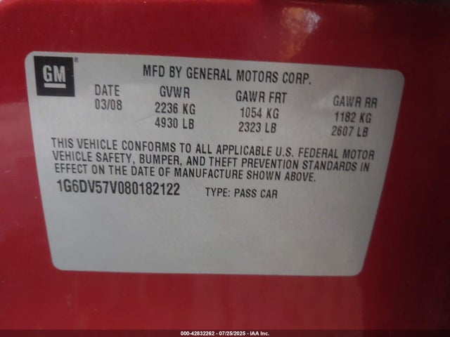 2008 CADILLAC CTS 1G6DV57V080182122 Photo 8