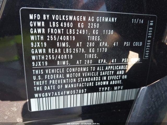WVGBV7AX4FW057897 Volkswagen 2015
