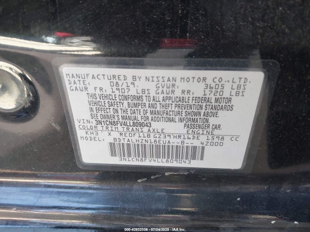 Nissan 2020 2020 3N1CN8FV4LL809043 Image 9