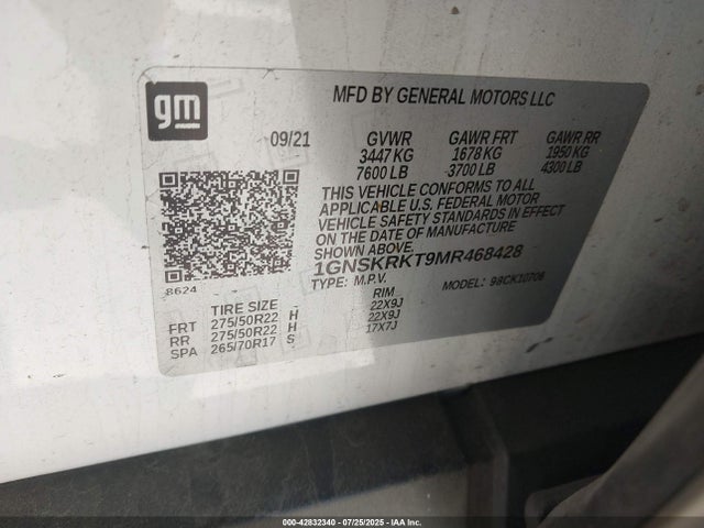 1GNSKRKT9MR468428 Chevrolet lm2 - cri, vgt, alum