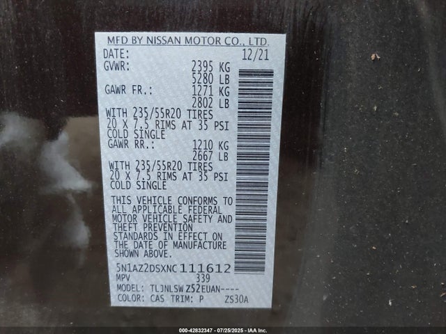 Nissan 2022 2022 5N1AZ2DSXNC111612 Image 9