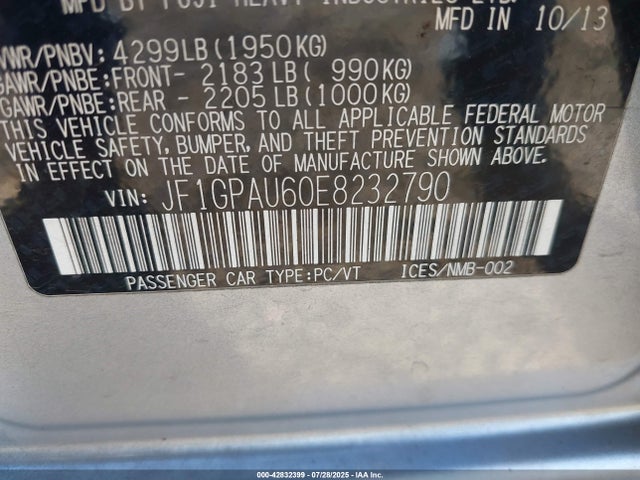 JF1GPAU60E8232790 Subaru 2014