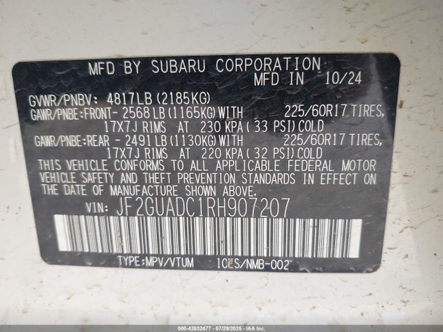 JF2GUADC1RH907207 Subaru na