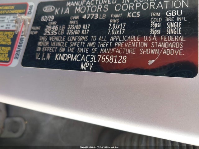 Продаж на аукціоні авто 2020 Kia Sportage Lx, vin: KNDPMCAC3L7658128, номер лоту: 42832480