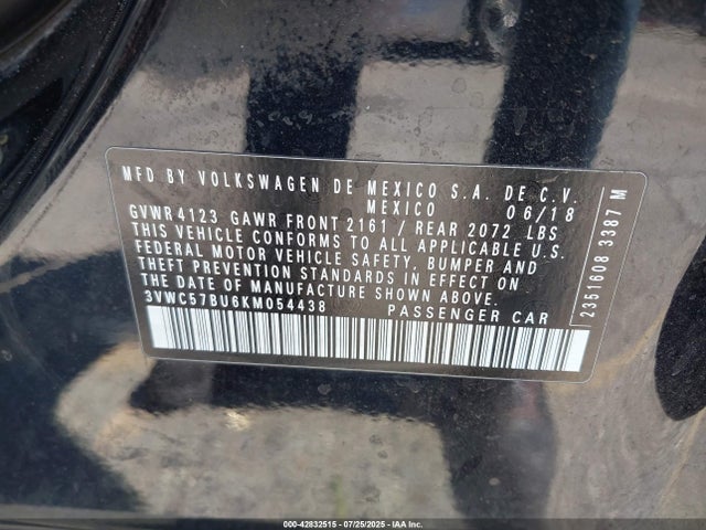 3VWC57BU6KM054438 Volkswagen 1.4 tsi