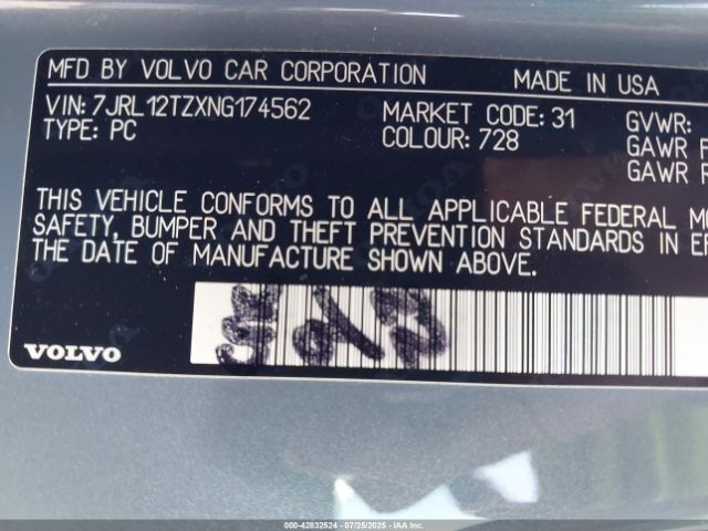 2022 VOLVO S60 7JRL12TZXNG174562 Photo 8