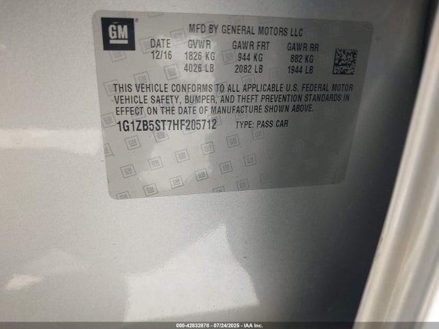 1G1ZB5ST7HF205712 Chevrolet lfv - di: direct injection, vvt: variable valve timing, gen 1