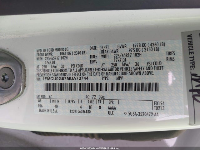 Ford dragon di tc 2021 1FMCU0G67MUA73744 Image 9