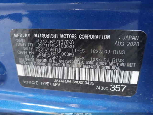 2021 MITSUBISHI OUTLANDER SPORT JA4ARUAU3MU000425 Photo 8