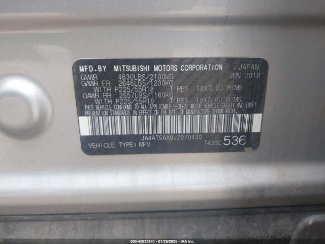 2018 MITSUBISHI ECLIPSE CROSS JA4AT5AA0JZ070430 Photo 8