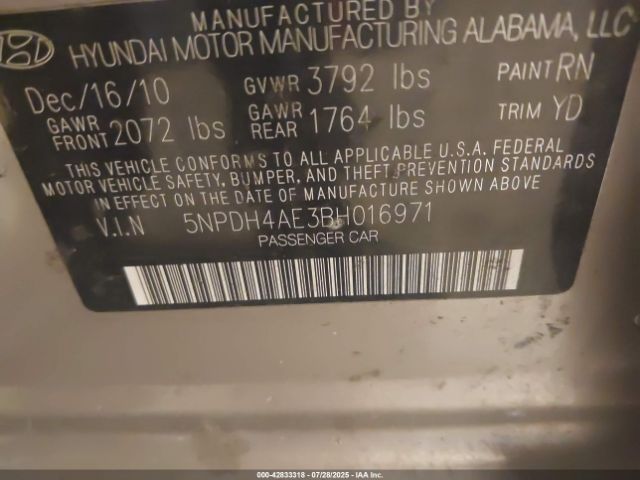 2011 HYUNDAI ELANTRA 5NPDH4AE3BH016971 Photo 8