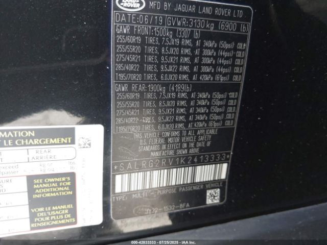2019 LAND ROVER DISCOVERY SALRG2RV1K2413333 Photo 8