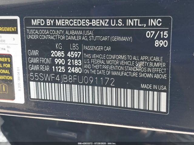 2015 MERCEDES-BENZ C 300 55SWF4JB8FU091172 Photo 8