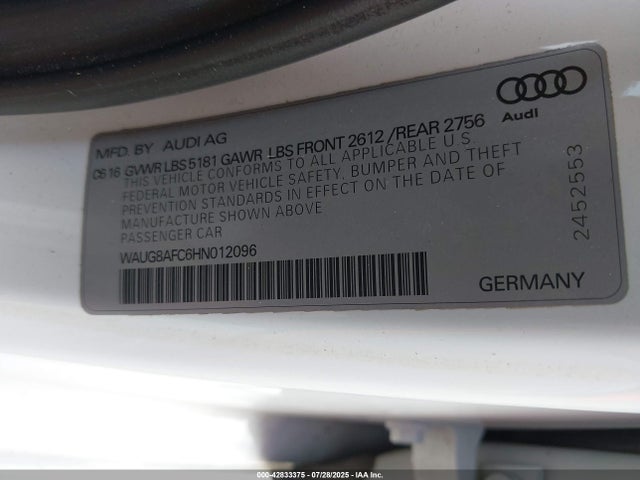2017 AUDI A6 WAUG8AFC6HN012096 Photo 8