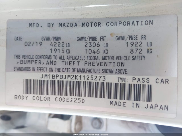 JM1BPBJM2K1125273 Mazda py cylinder deactivation