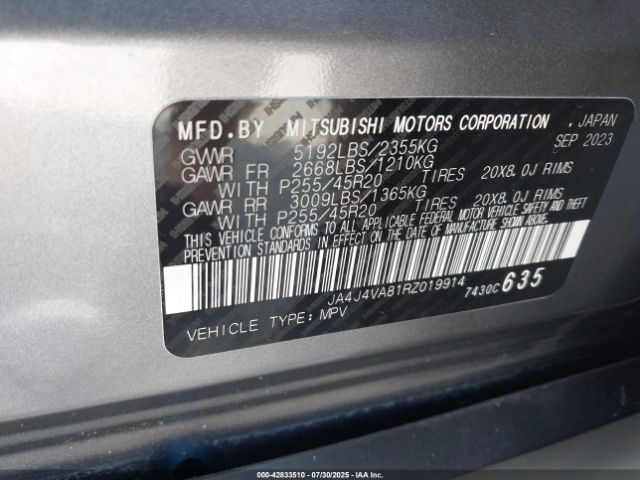 2024 MITSUBISHI OUTLANDER JA4J4VA81RZ019914 Photo 8