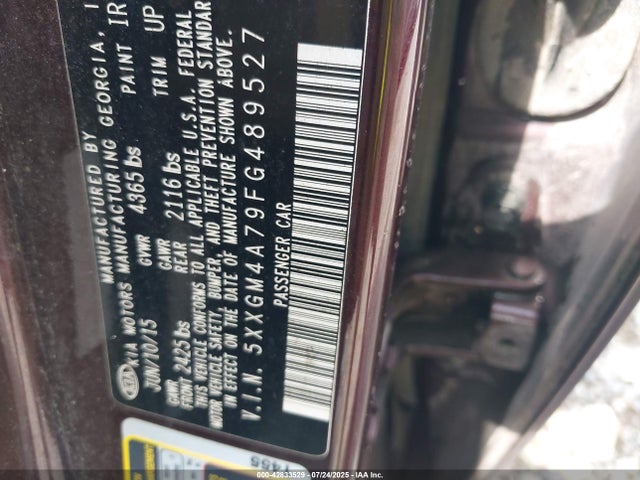 5XXGM4A79FG489527 KIA dohc gdi theta ii
