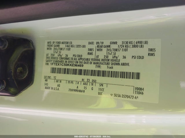 Ford 5.0l 4v 2019 1FTEX1C50KKE96469 Image 9