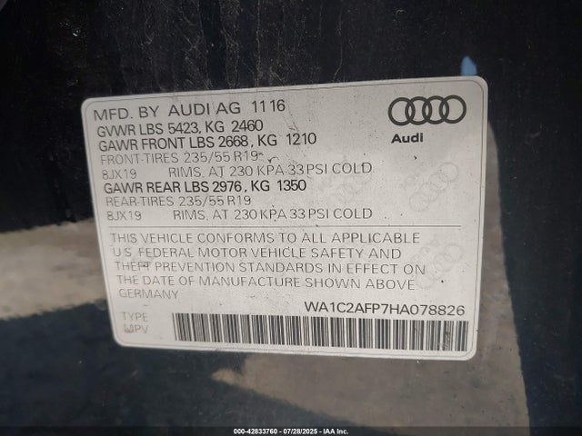 2017 AUDI Q5 WA1C2AFP7HA078826 Photo 8