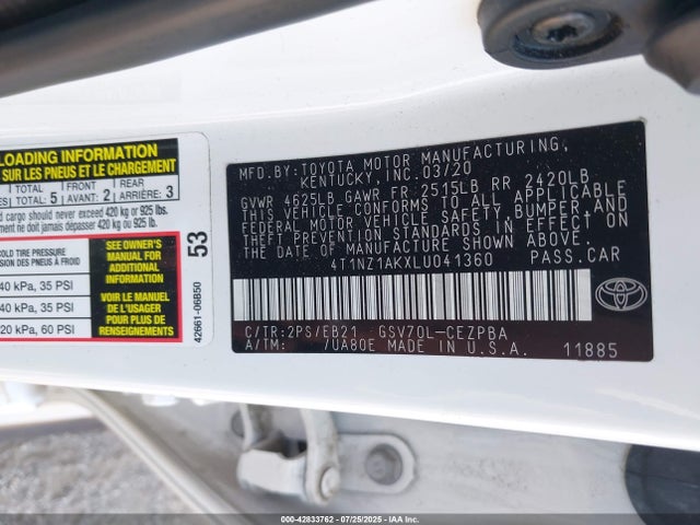 4T1NZ1AKXLU041360 Toyota 2gr-fks