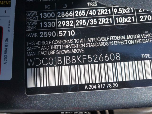 2019 MERCEDES-BENZ AMG GLC 63 COUPE WDC0J8JB8KF526608 Photo 8