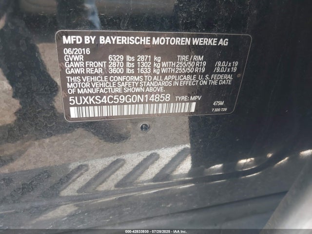 5UXKS4C59G0N14858 BMW X5