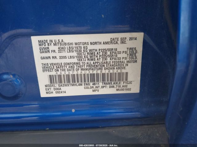 2015 MITSUBISHI OUTLANDER SPORT 4A4AP3AUXFE010946 Photo 8