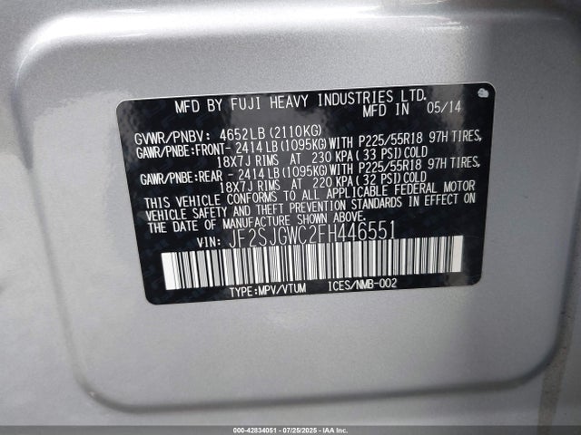 JF2SJGWC2FH446551 Subaru 2.0l turbo u4