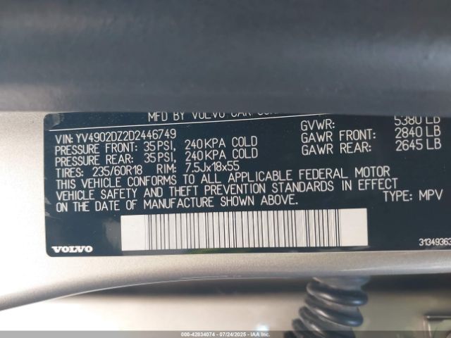 2013 VOLVO XC60 YV4902DZ2D2446749 Photo 8