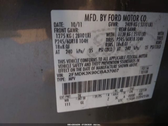2012 FORD EDGE 2FMDK3K90CBA37007 Photo 8
