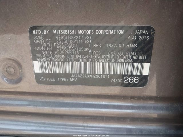 2017 MITSUBISHI OUTLANDER JA4AZ2A3XHZ001611 Photo 8