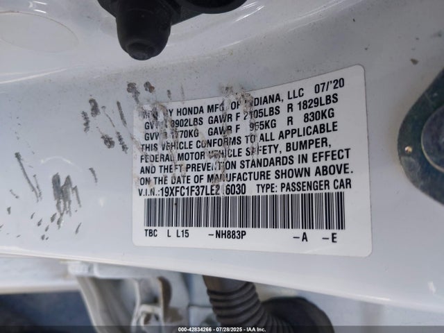 Honda l15b7 2020 19XFC1F37LE216030 Image 9