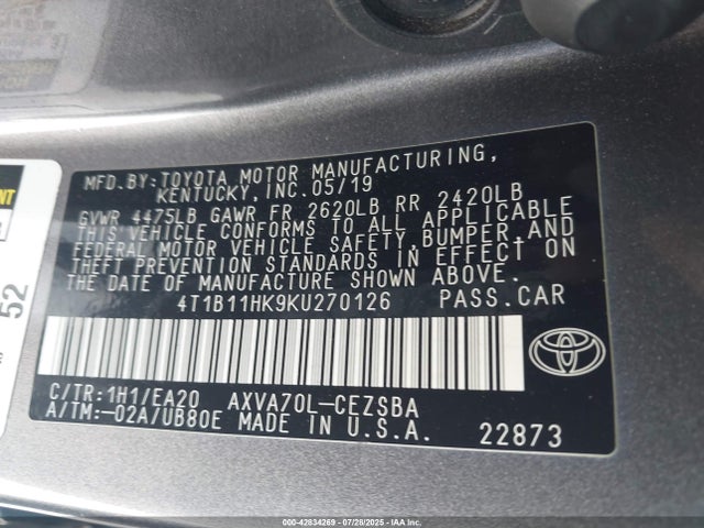 4T1B11HK9KU270126 Toyota a25a-fks