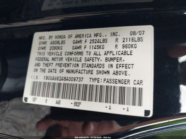 2008 ACURA TL 19UUA66248A009737 Photo 8