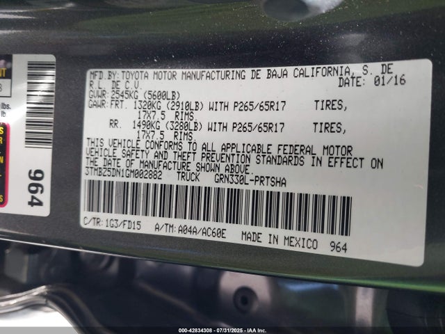 Toyota 2gr-fks 2016 3TMBZ5DN1GM002882 Image 9