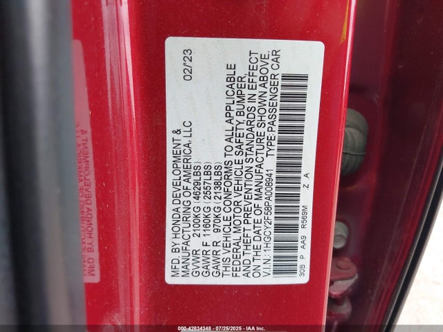 1HGCY2F58PA008941 Honda lfc5