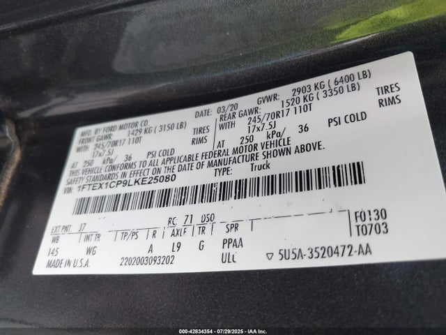 1FTEX1CP9LKE25080 Ford 2.7l-4v