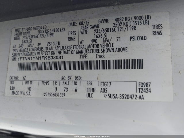 1FTNR1YM1FKB33081 Ford Transit