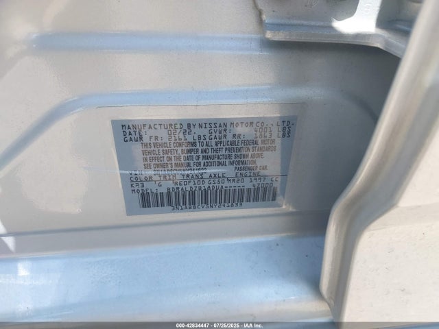 3N1AB8CV5NY241833 Nissan 2022