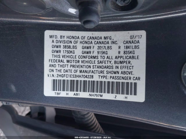 2HGFC1E53HH704228 Honda l15b7
