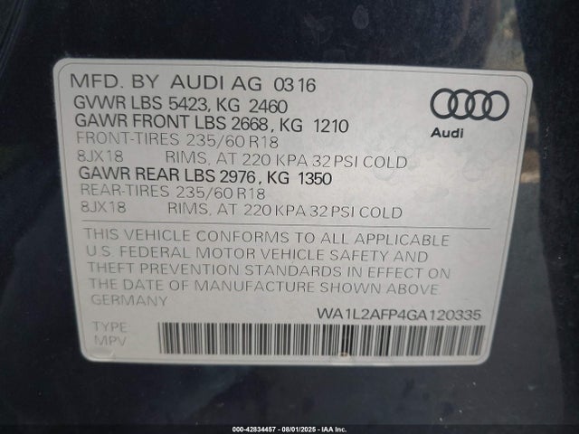 2016 AUDI Q5 WA1L2AFP4GA120335 Photo 8