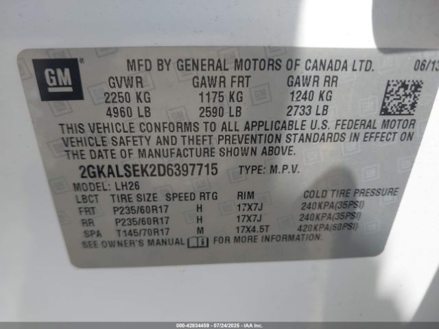 2013 GMC TERRAIN 2GKALSEK2D6397715 Photo 8