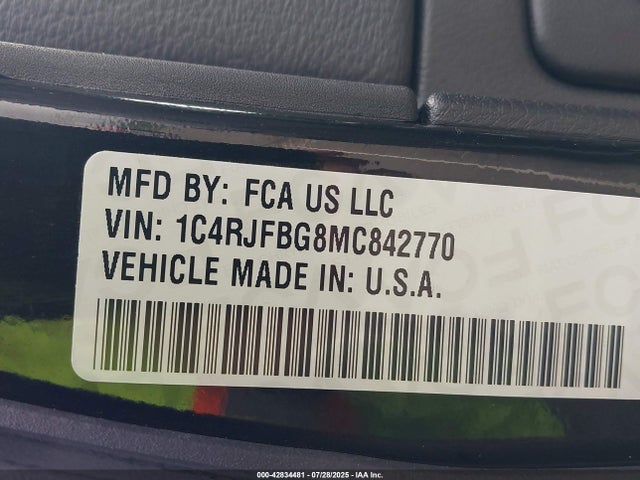 1C4RJFBG8MC842770 Jeep 2021