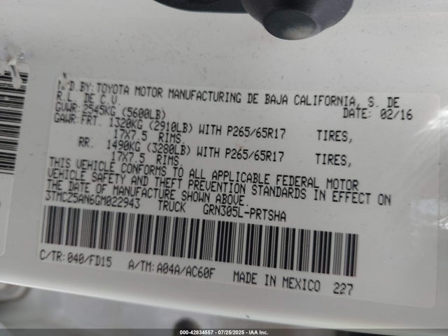 3TMCZ5AN6GM022943 Toyota 2gr-fks