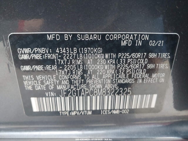 JF2GTAPC8M8322325 Subaru na