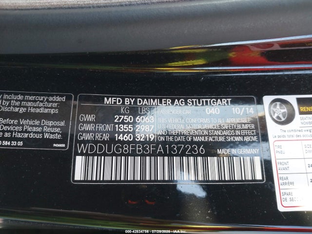 Mercedes-Benz S-Class 2015 WDDUG8FB3FA137236 Image 9