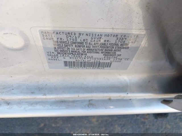 Nissan Versa 1.6 S 2018 3N1CN7AP6JL823610 Image 9