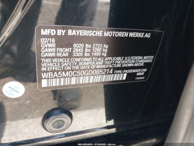 BMW 2016 2016 WBA5M0C50GD085214 Image 9