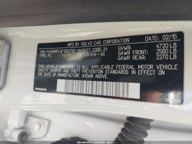 Volvo b4204t11 2015 YV140MFK3F1362760 Image 9