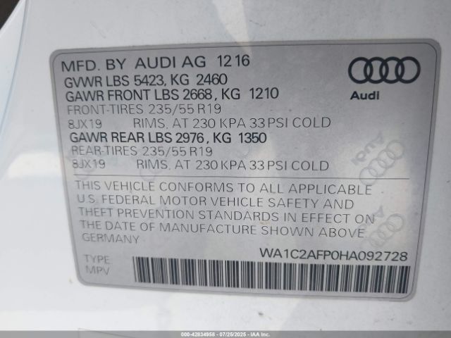 2017 AUDI Q5 WA1C2AFP0HA092728 Photo 8